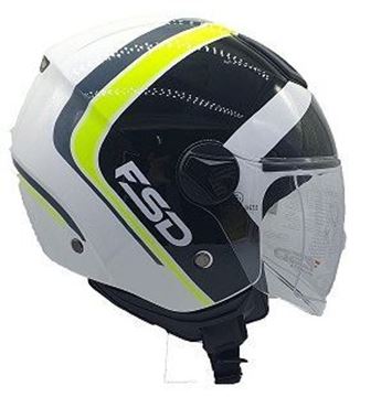 Picture of HELMET OPEN 700 L WHITE BLACK YELLOW GRAPHIC FSD DOUBLE YELLOW
