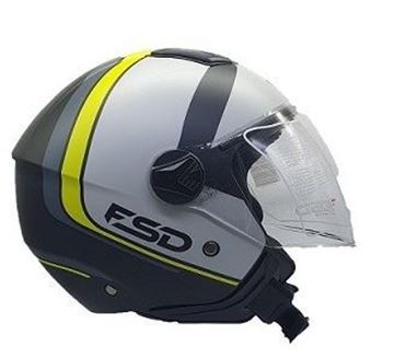 Picture of HELMET OPEN 700 L BLACK GREY YELLOW GRAPHIC FSD DOUBLE GREY