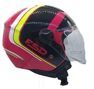 Picture of HELMET OPEN 700 L RED BLACK YELLOW GRAPHIC FSD DOUBLE RED